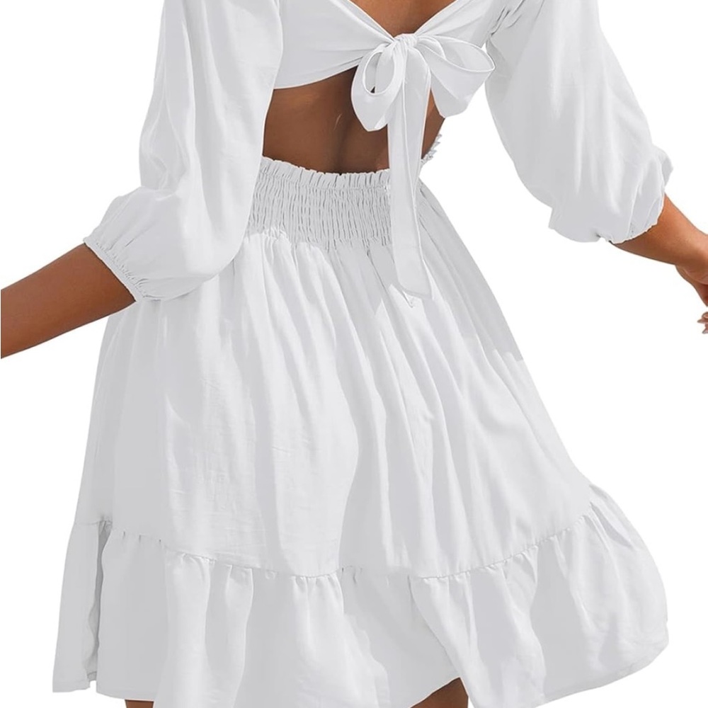Chic Backless White Dress for Women
